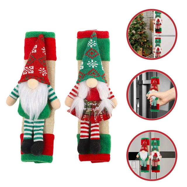 WASHWEPE 2Pcs Universal Fit Refrigerator Door Handle Covers Soft Anti Scratch Festive Appliance Wraps