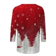 thumbnail image 5 of LEKWK Snowflake Tshirt Women Xmas Tree Crew Neck 3/4 Sleeve Tops Christmas Sparkle Shirts for Women Casual Glitter Christmas Shirts for Women, 5 of 5