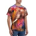thumbnail image 2 of Bixox Men's Oil Paintings of Elephants Printed Short Sleeve Skinny Athletic T-Shirt, 2 of 6