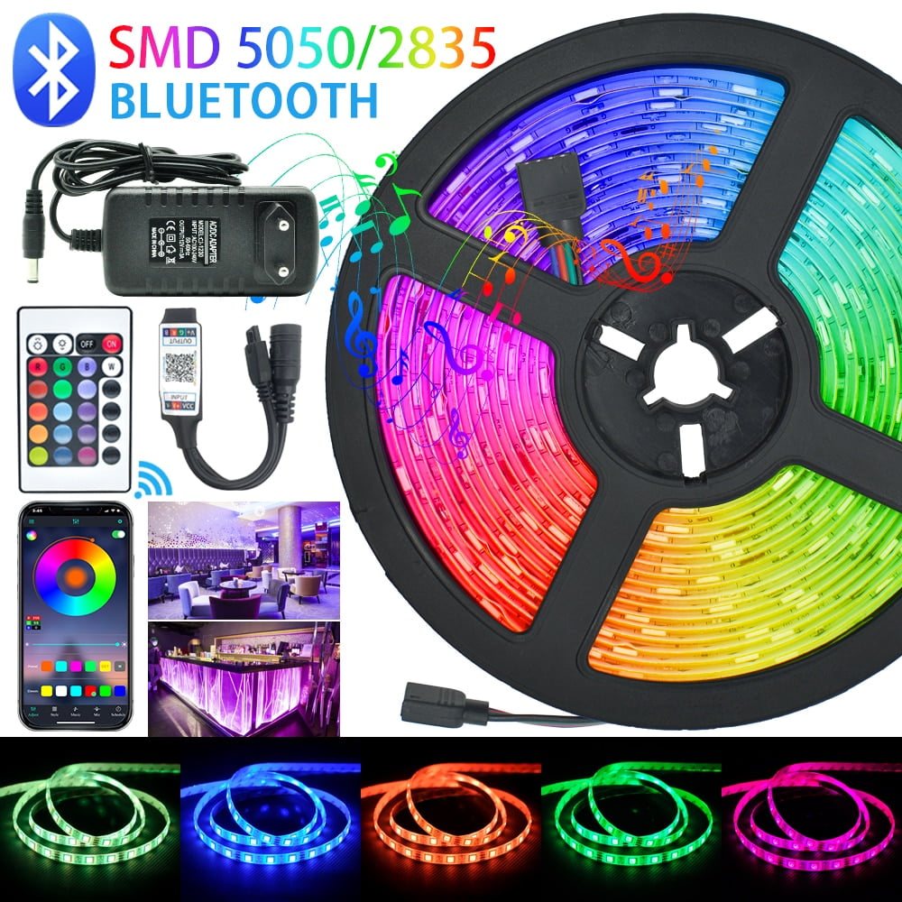 5/10/15/20M 5050 SMD LED Strip Light RGB Color Change Controller+Power Adapter 