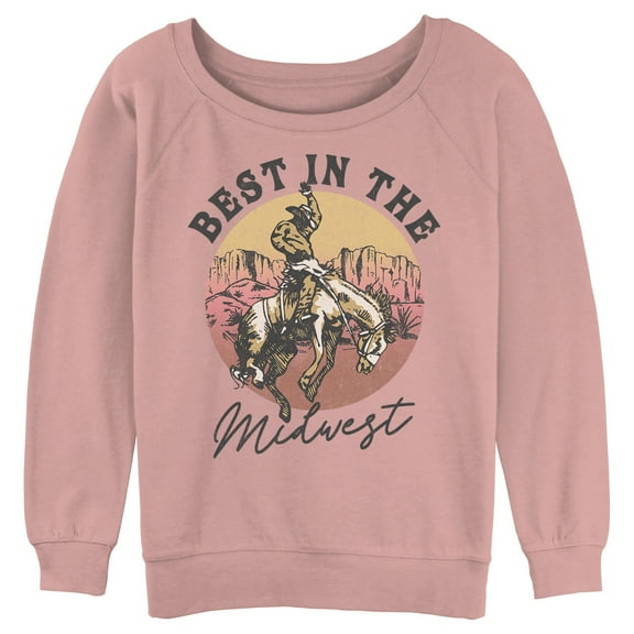 Junior's Lost Gods Best in the Midwest Sweatshirt Desert Pink 2X Large