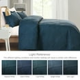 thumbnail image 3 of Exclusivo Mezcla Ultrasonic Twin Quilt Set, 2-Piece Lightweight Bedspreads Modern Striped Coverlet, Navy Blue, 3 of 7