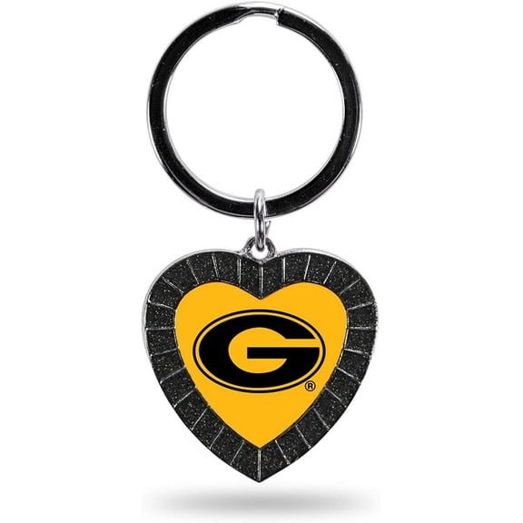 NCAA Grambling State Tigers NCAA Rhinestone Heart Colored Keychain, Black, 3-inches in length