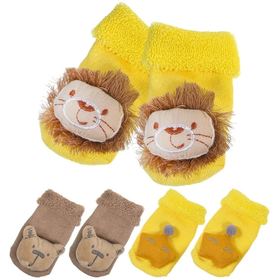 Pretyzoom Anti Skid Combed Cotton 3 Pairs Toddlers Socks Yellow