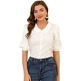 thumbnail image 1 of INSPIRE CHIC Blusa De Manga Corta Con Cuello De Peter Pan Para Mujer Blanco XS, 1 of 5
