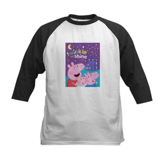 CafePress - Peppa Pig: Twinkle And Shine Kids Baseball T Shirt - Kids Cotton Baseball Jersey, 3/4 Sleeve Shirt