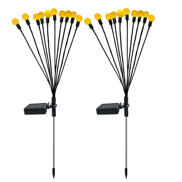 Mistaha 2 Packs 10-head Solar Swaying Firefly Lamps Intelligent Light Control Outdoor Waterproof Ground Plug Garden Atmosphere Decoration
