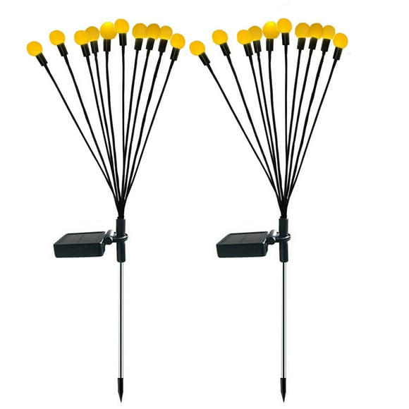 2 Packs 10-head Solar Swaying Firefly Lamps Intelligent Light Control Outdoor Waterproof Ground Plug Garden