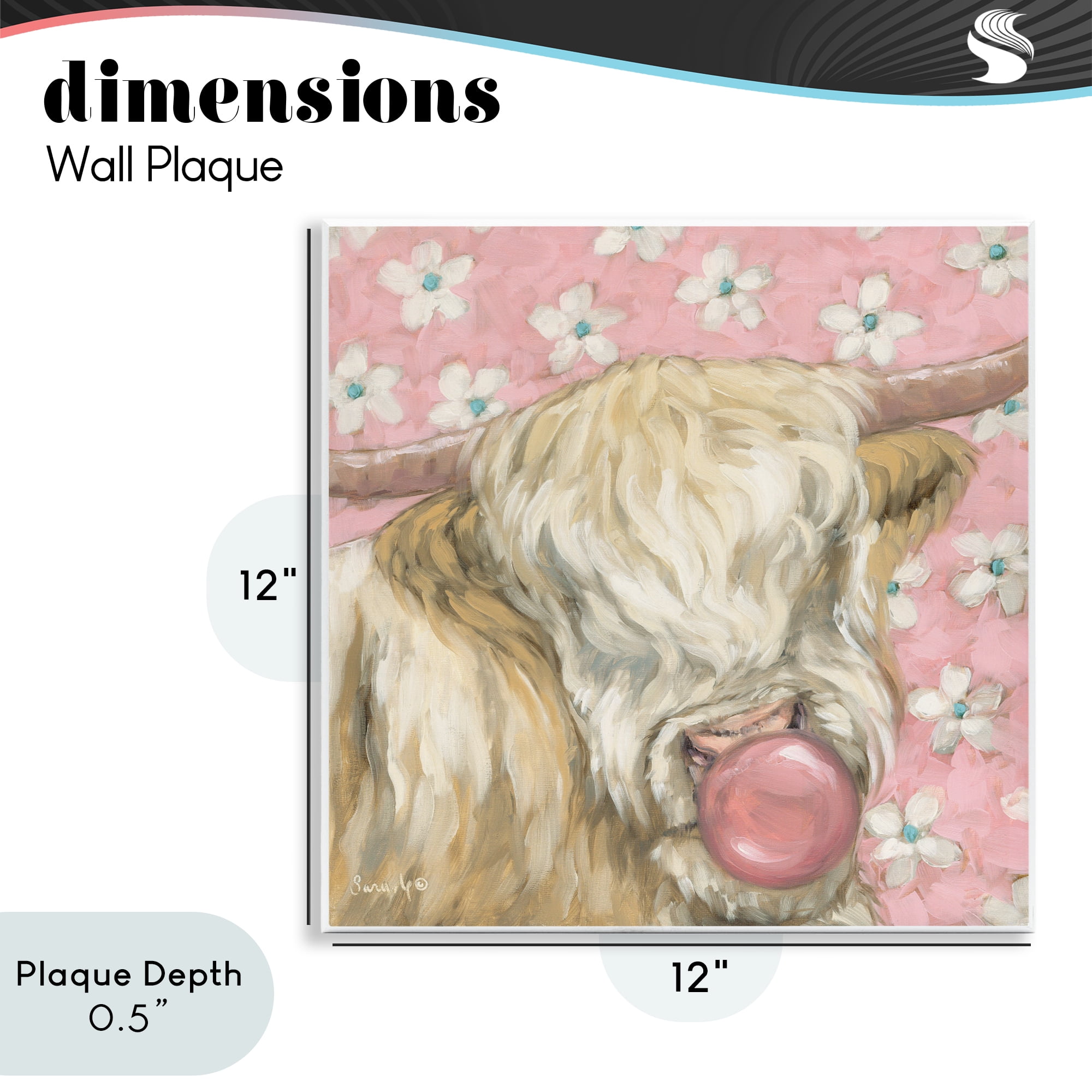 Stupell Industries Bubblegum Cutie Cattle Wall Plaque Art, design by Sara G. Designs