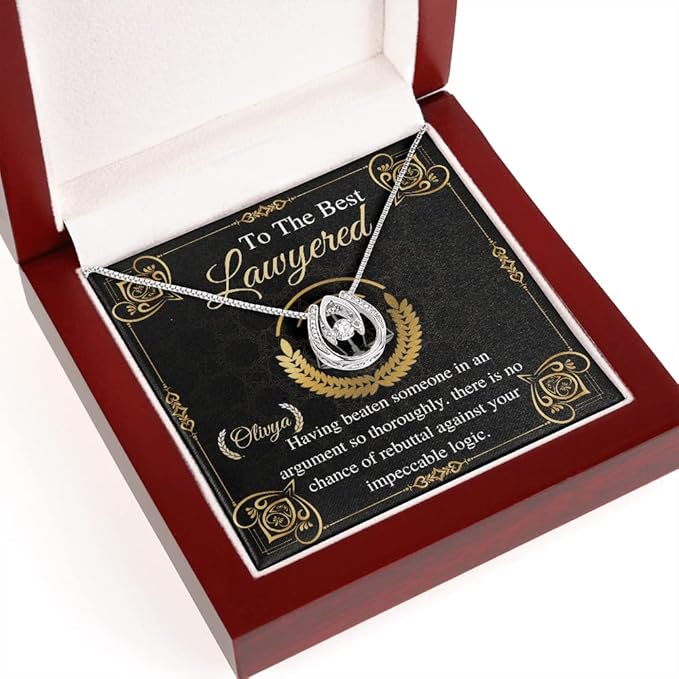 Lucky Necklace Personalized Lawyer Gift for Graduation, Law School Graduation Gift, Custom Attorney Paralegal Law Student Graduate gift for her with meassage card