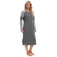 thumbnail image 4 of Sunsent Women's Nightgown Cotton Long Sleeve Sleepshirts Round Neck Mid-Length Nightshirt Loungewear Loose Comfy Pajama Sleepwear S-XXL, 4 of 10