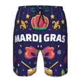 thumbnail image 4 of Kll Happy Mardi Gras Men'S Casual Summer Beach Shorts Hawaiian Shorts With Pockets-X-Large, 4 of 9