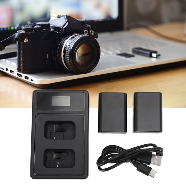 Batería De La Cámara, Pantalla LED Inteligente 2 Puertos De Carga USB Batería De La Cámara De 1800 Mah Plug And Play Grabación De Video Más Larga Delgada Para Videocámara