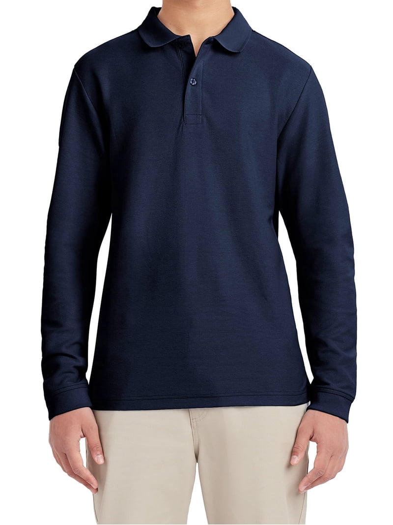 long sleeve polo dress uniform Girls Uniform Soft Pique Polo Dress