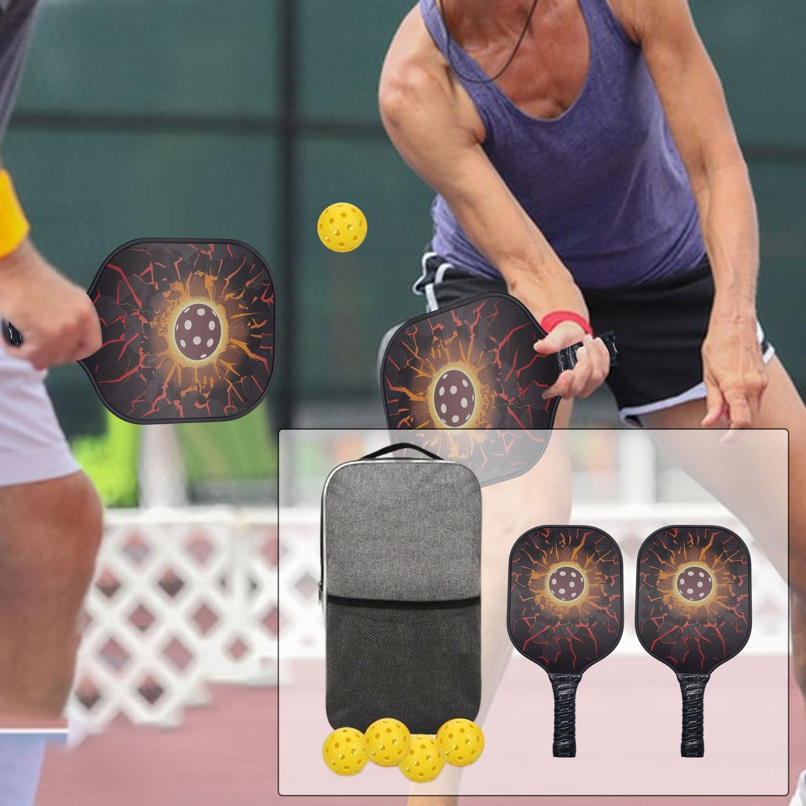DimyFew Lightweight Pickleball Paddle Set 4x Pickleballs Balls Comfort Grip with Storage Ball Pattern