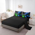 thumbnail image 3 of Manfei Neon Green Sports Car 7pcs Queen Bedding,Electric Spark Pattern Bedding Comforter Set Queen,Black Reversible, 3 of 7