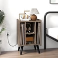 thumbnail image 4 of Gymax Support pour Tourne-Disque avec 4 Compartiments de Rangement, Pieds de Soutien, Station de Recharge, Chêne Gris, 4 of 10