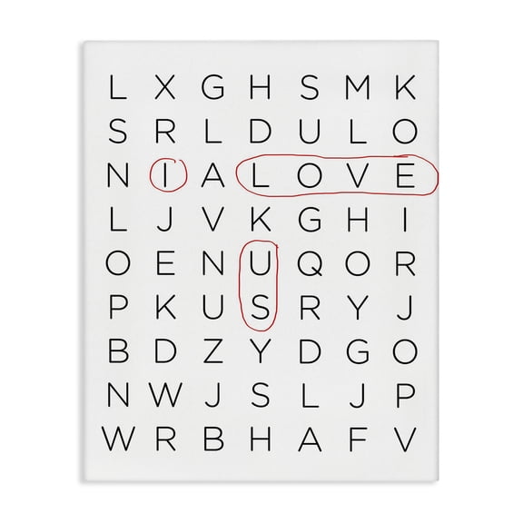 Stupell Industries Modern Crossword Family Home Inspirational Word Black And White Design Canvas Art, 16 x 20, by Anna Quach