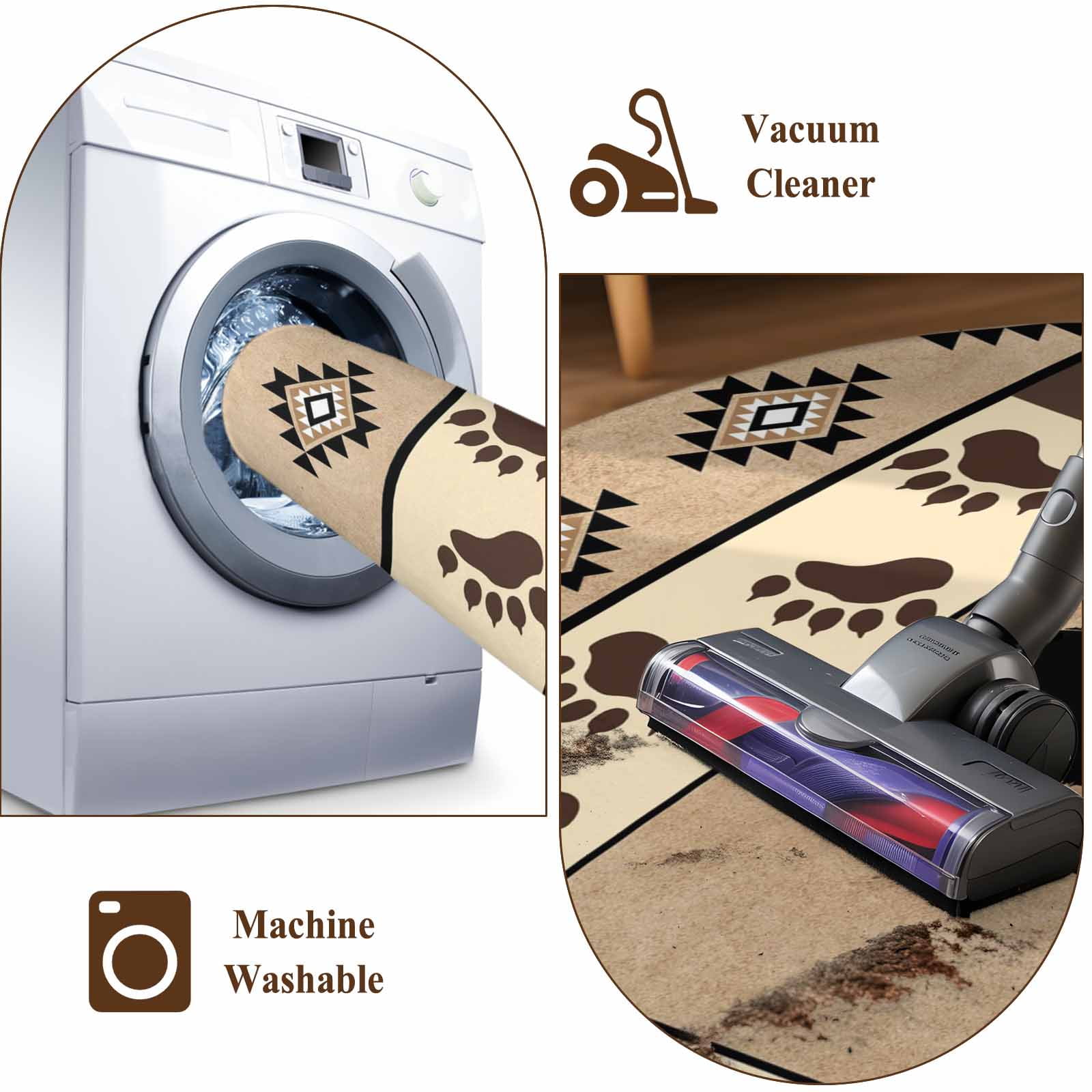 3'x5' Area Rugs, Farmhouse Bear Indoor Outdoor Area Rug for Living Room Bedroom, Country Vintage Animals Paw Print Brown Washable Bathroom Rugs Kitchen Floor Carpet Mats Home Decor Aesthetic