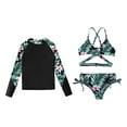 thumbnail image 3 of YONGHS Kids Girls 3 Piece Tankini Swimsuits Long Sleeve Rashguard Swimwear Set UPF 50+ Black-A 16, 3 of 7