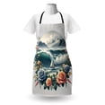 thumbnail image 3 of Nautical Apron, Sailboat on Ocean Waves with Mountains in a Floral Wreath Circle, Unisex Kitchen Bib with Adjustable Neck for Cooking Gardening, Adult Size, Teal Salmon and Slate Blue, by Ambesonne, 3 of 4