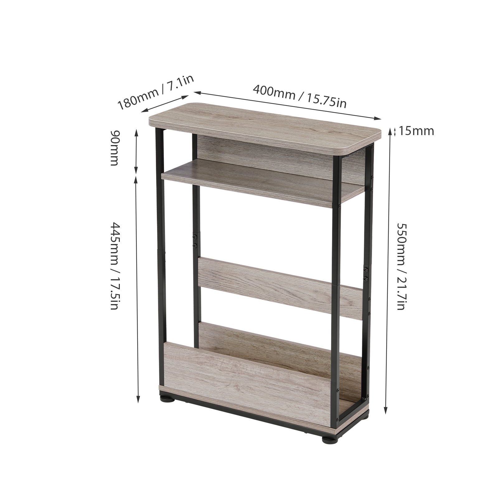 ZEXVIDA Indoor Modern Storage MDF Rectangular End Table, Oak