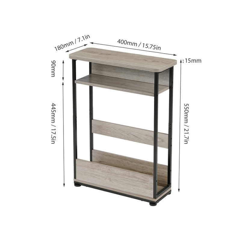 ZEXVIDA Indoor Modern Storage MDF Rectangular End Table, Oak