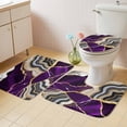 thumbnail image 3 of Purple Gold Marble Bathroom Rugs Set Glitter Geometric Marble Foil Texture Non Slip Absorbent Soft Bath Mats 3 Piece Set with Bathroom Rug, U-Shaped Floor Mat, Toilet Seat Cover Large Size, 3 of 9