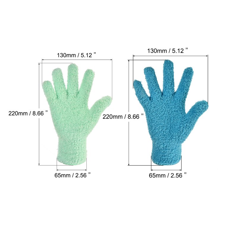 Unique Bargains Dusting Cleaning Gloves Microfiber Mittens for Plant Blinds Lamp Window Green 2 Pair