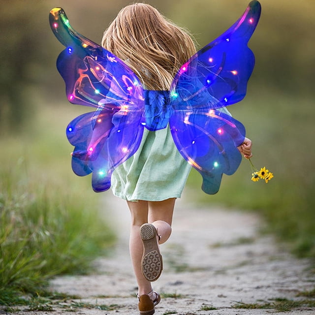Disfraz de Halloween Ala de ángel con Música Y Luces Ala de Mariposa LED para Niñas Ala de Hada Iluminada para Festivales de Vacaciones de Navidad