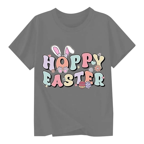 CAIXIA Easter Shirts Boys T Shirts Girls Easter Day Toddler Girl Shirt Trendy Round Neck Short Sleeve Shirts Girl Tops Size 7-8 Basic Tee Little Kids Casual Clothes 2-3 Years