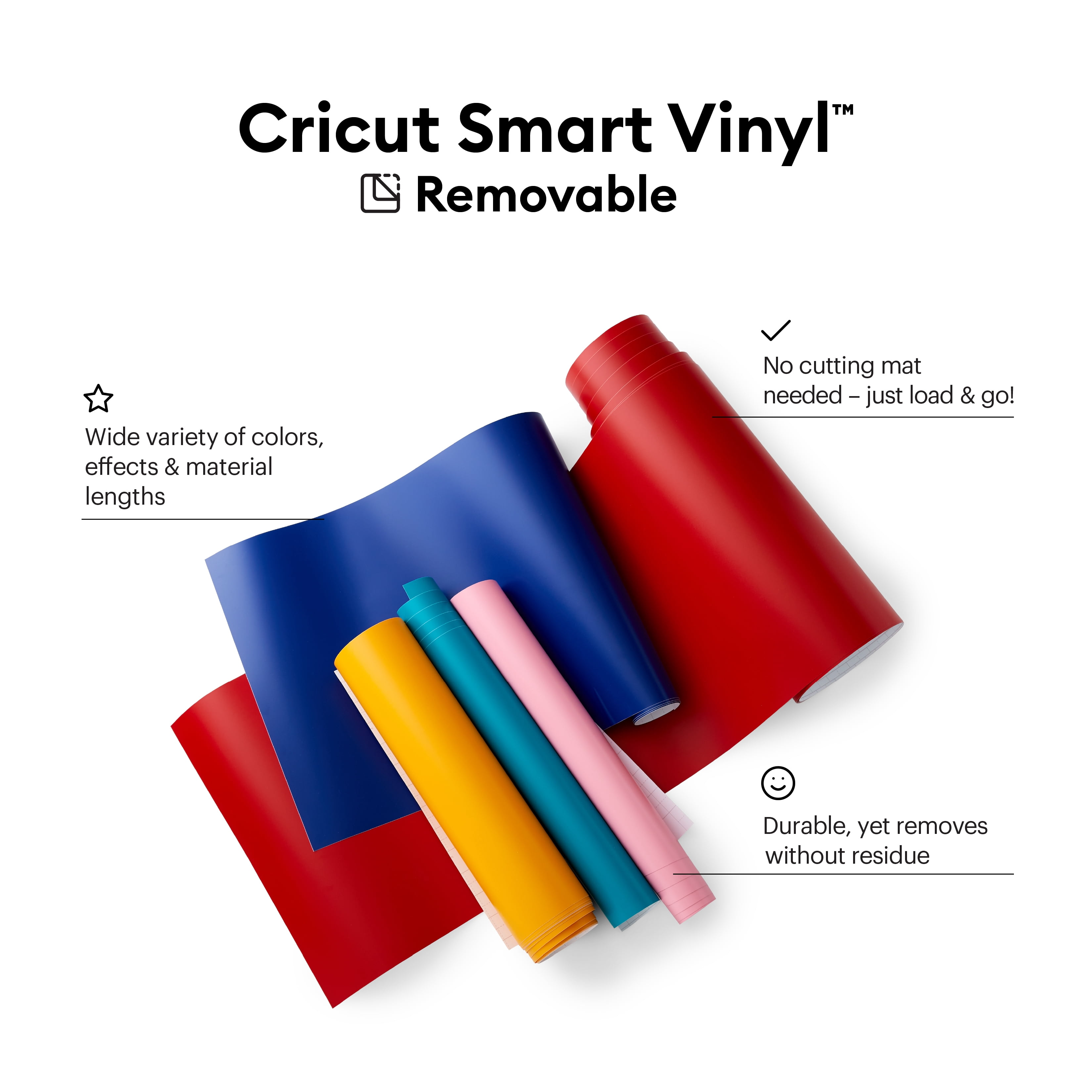 Cricut® Smart Vinyl™ Matless Removable Vinyl (12 ft), 13" x 144",Black