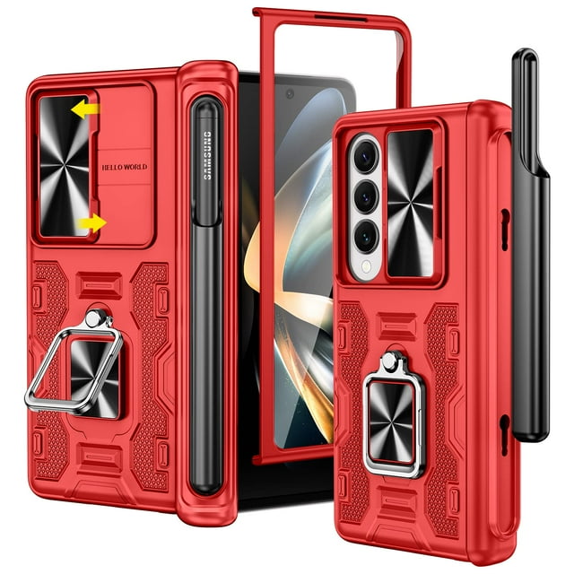 Funda VEGO para Samsung Galaxy Z Fold 4 con soporte para S Pen en rojo