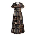 thumbnail image 5 of Uourmeti Girl's Short Sleeve Dress Books Print Round Neck Loose Casual Long Maxi Dress with Pockets Flowy Cute Outfits, Size 5-6 Years, 5 of 7