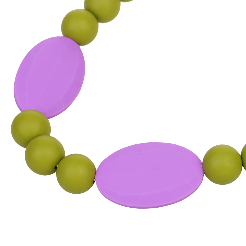 Violet Oval&Round Silicone Teething Breastfeeding Necklace Chewable Beads 3204