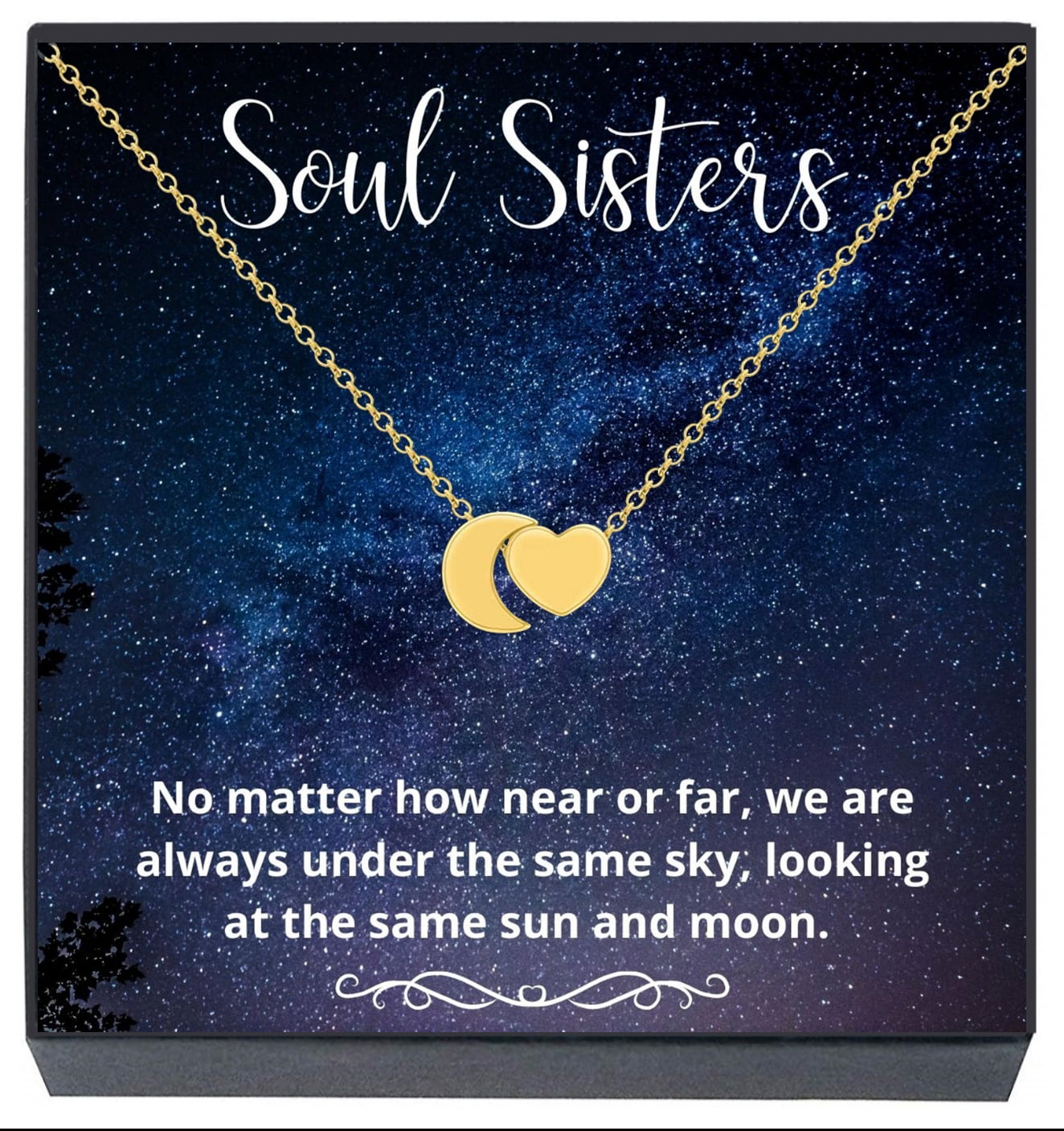 Your Always Charm Soul Sisters Necklace,Best Friend Necklaces for 2 Sister Graduation Gifts