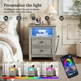 thumbnail image 5 of Holliwill 25" Tall Nightstand Set of 2 with Charging Station & LED Lights, Farmhouse Nightstands with 2 Drawers and Open Storage, End Table Bedside Table for Bedroom Living Room, Gray, 5 of 10