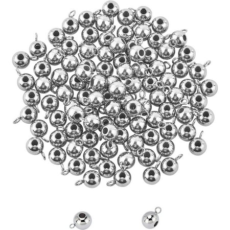 

About 100pcs Rondelle Bail Beads Stainless Steel Hanger Links Ring Hanger Links Pendant Bail Hanger Links for Dangle Jewelry Making 2mm Inner Diameter Stainless Steel Color