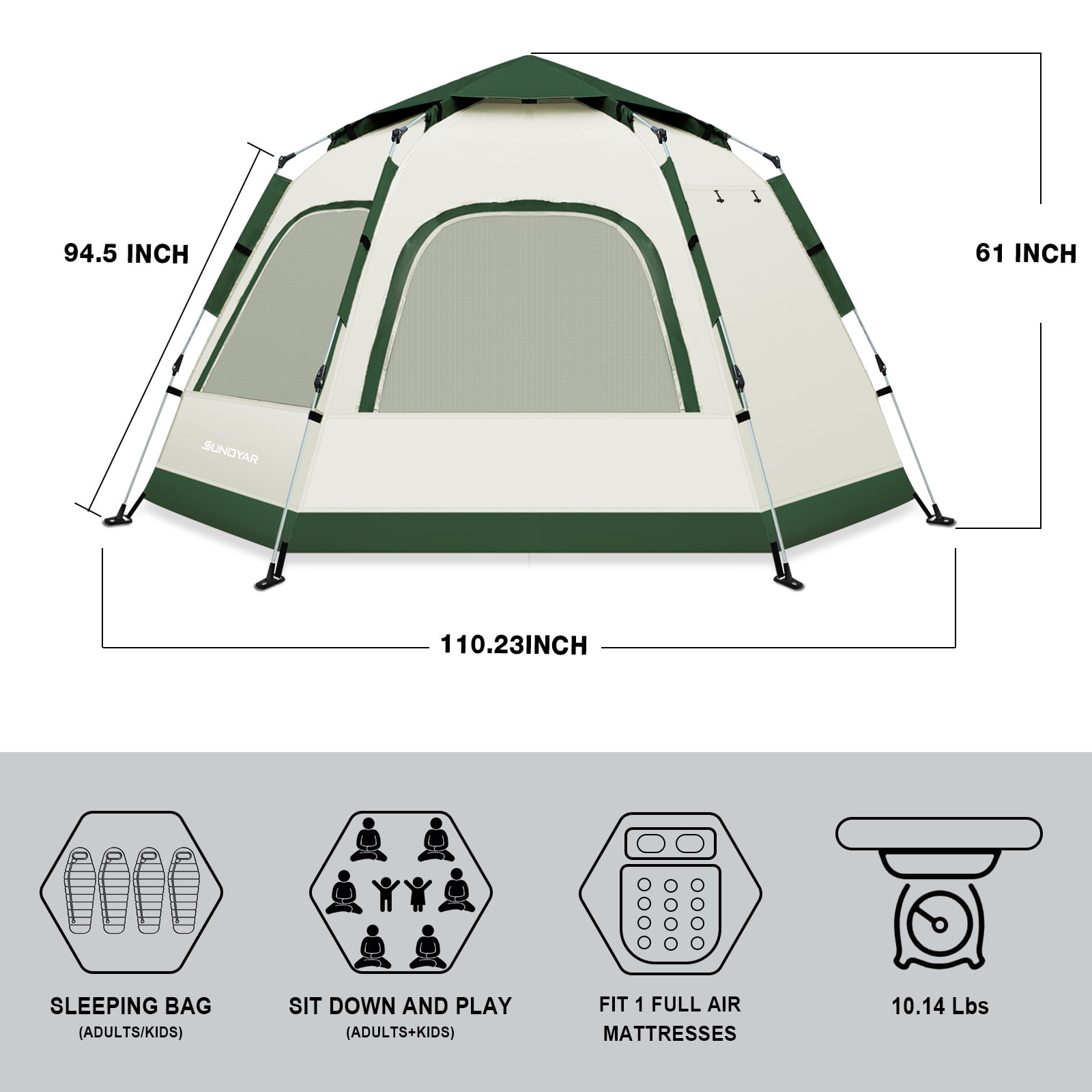 SUNOYAR 4-6 Person Tent for Camping, Camping Tent with Carry Bag, Instant Tent for Outdoor/Hiking/Traveling