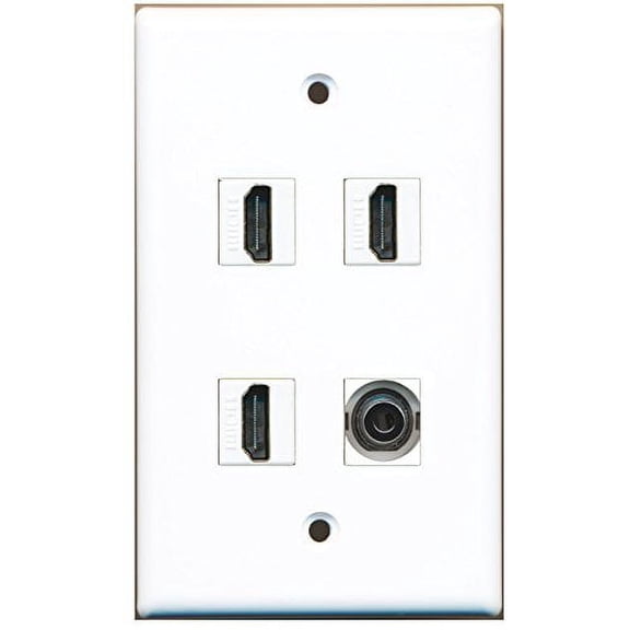 RiteAV - 3 x HDMI and 1 x 3.5mm Audio Port Wall Plate White