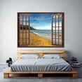 thumbnail image 2 of IDEA4WALL Fake Brown Window Beach Peel and Stick Wallpaper Removable Wall Mural Sticker Decal, 2 of 4