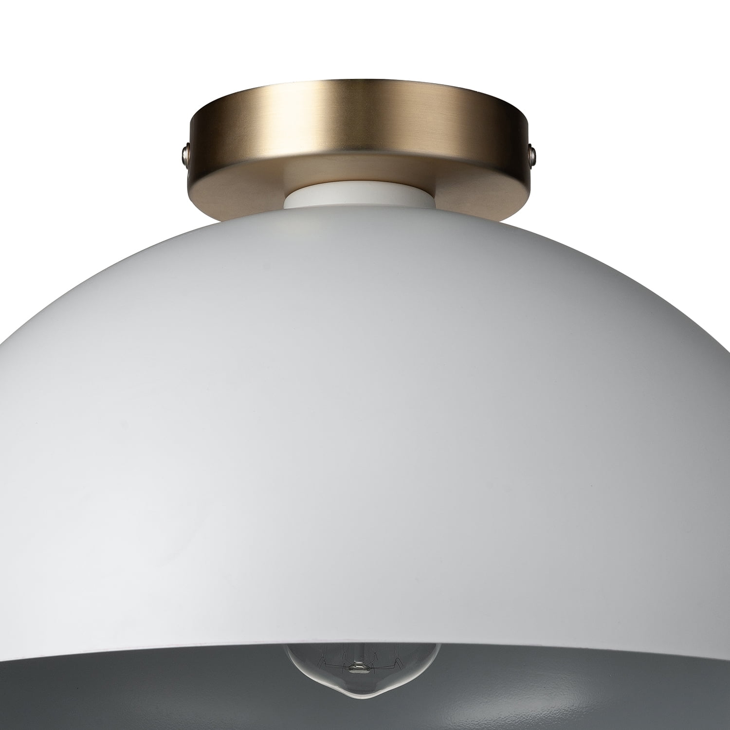 Globe Electric Monica 1-Light Matte White Gold Indoor Semi-Flush Mount, Bulb Included
