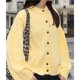thumbnail image 5 of Cárdigan Abierto para Mujer, con Botones, Larga, Cuello Redondo, Estilo Casual y Holgado, Ideal para Otoño. Amarillo L, 5 of 9