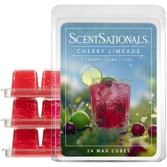 Scentsationals Wax Melts, Wax Cubes Strong Scent – Soda Pop Collection Cherry Limeade – Long Lasting Scented Melts for Warmer, 10oz (24-Cubes)