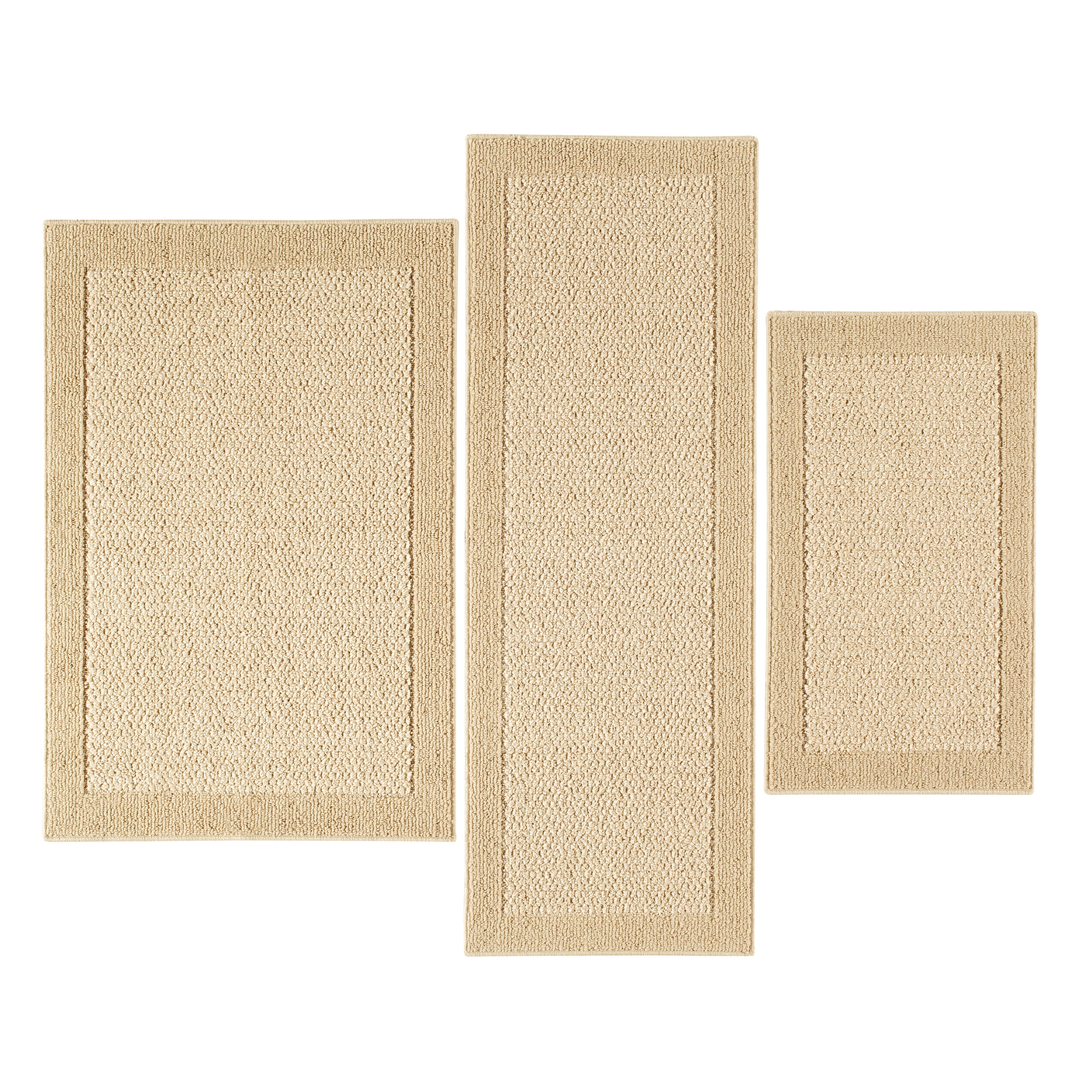 Mainstays Machine Washable Faux Sisal Accent Rug Set, Tan, 3Piece