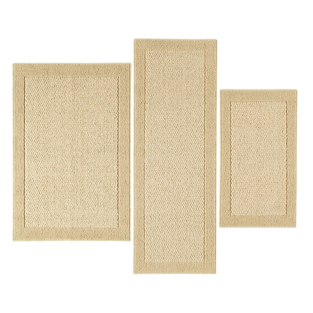 Mainstays Machine Washable Faux Sisal Accent Rug Set, Tan, 3Piece