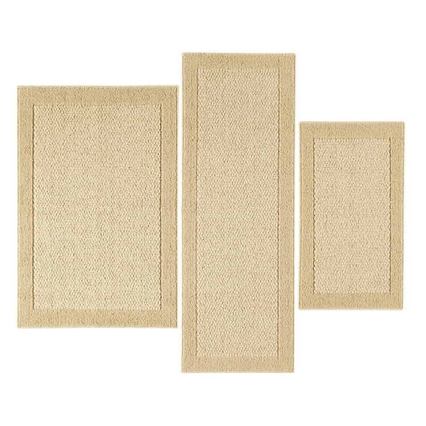Mainstays Machine Washable Faux Sisal Accent Rug Set, Tan, 3Piece