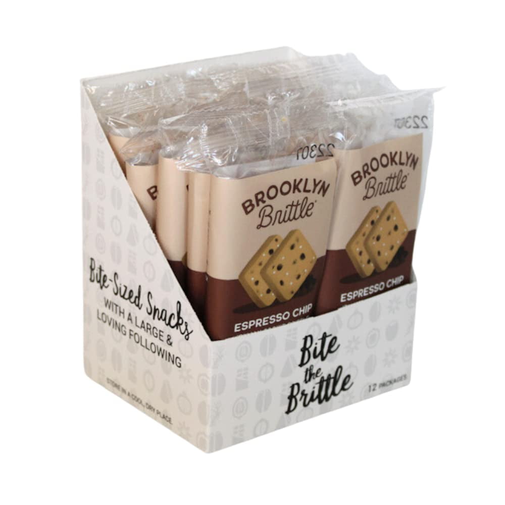 BROOKLYN BRITTLE Espresso Chip Italian Cookie Brittle Snack Pack 0.92 Oz Pack of 12 (24