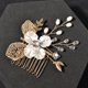 thumbnail image 4 of Nvzi Horquillas para el pelo de boda con flores para novias, peinetas con perlas de cristal, pinzas para el pelo, tocado, accesorios para el pelo de boda dorados, joyas - doradas, 4 of 5