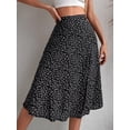 thumbnail image 5 of Women'S Summer High Waisted Flowy Slit Midi Skirts Casual Boho Floral Beach Skirt Black XXXL, 5 of 9
